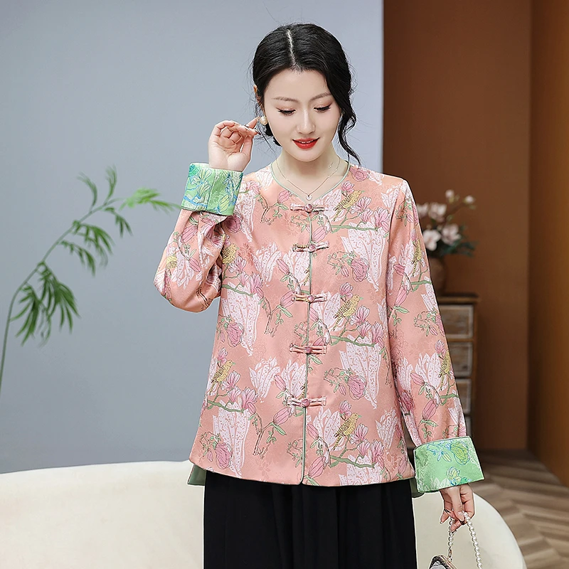 2024新款妈妈春装国风唐装外套洋气中年春秋民族风盘扣中式上衣
