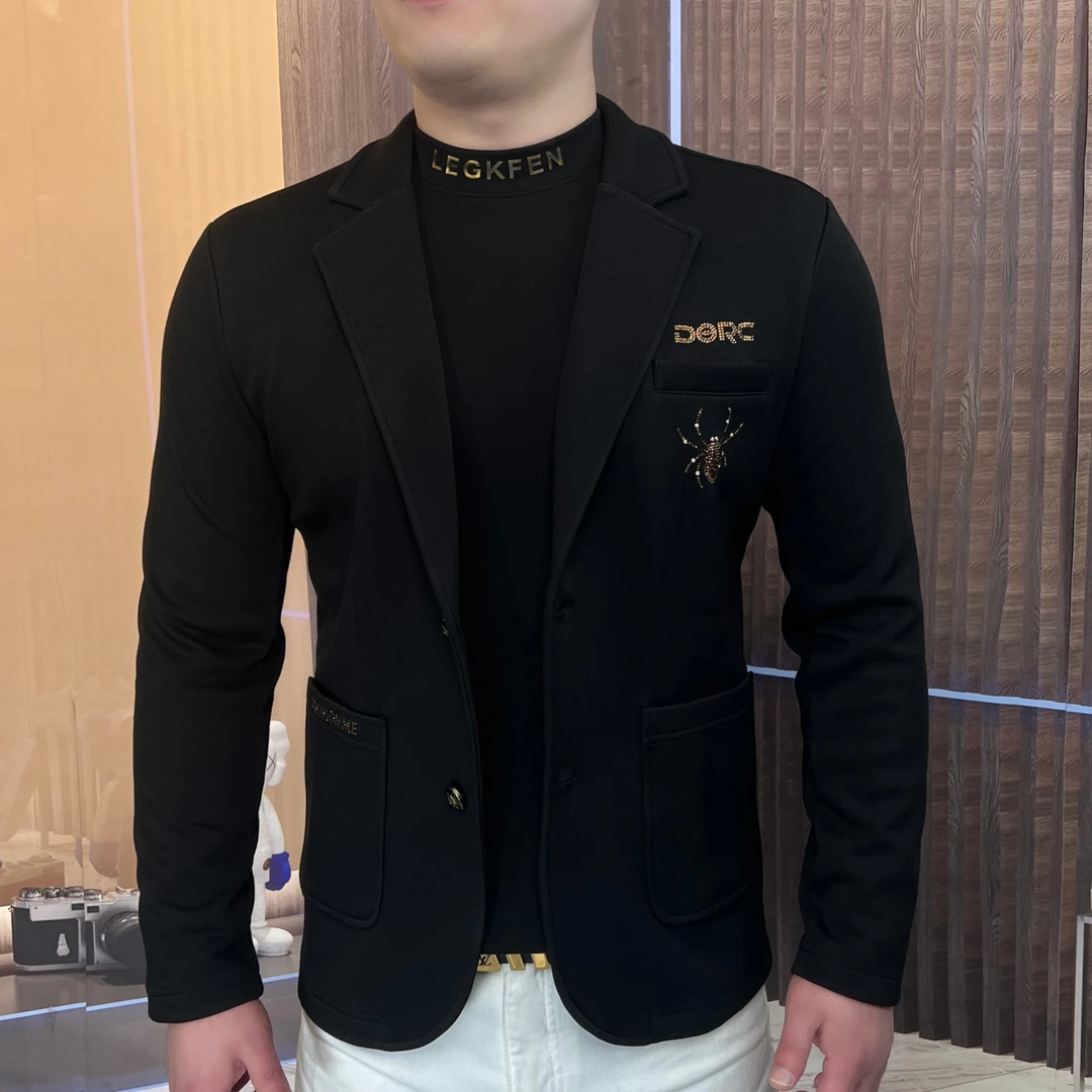 男士时尚加厚加绒西装商务秋季上衣轻奢百搭帅气高品质CLY-51