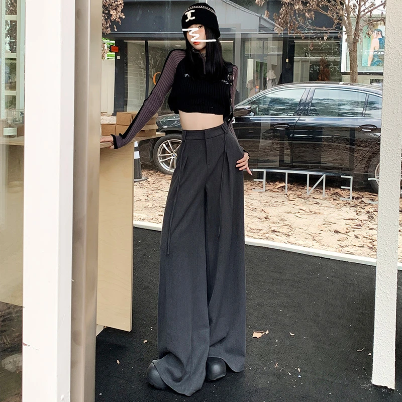 大阔腿西装｜高级感早秋款超宽松垂坠感拖地裤加长版休闲通勤裤子