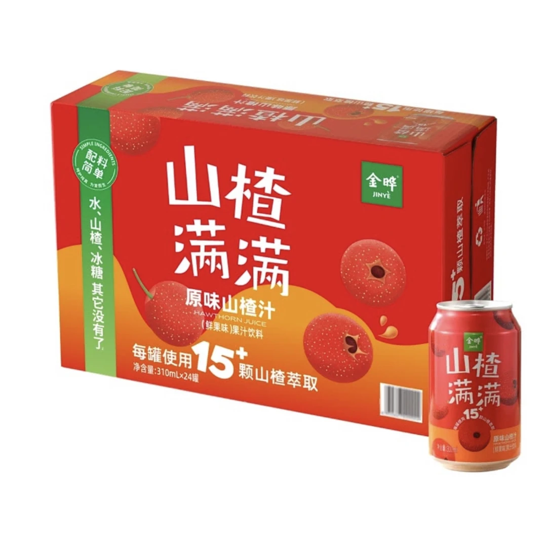 【会员超市】山楂满满山楂汁 310mL 24罐