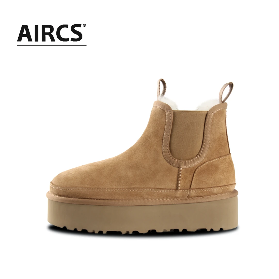 【AIRCS选购店】2024新款切尔西皮毛一体雪地靴雅丹真皮秋冬鞋子