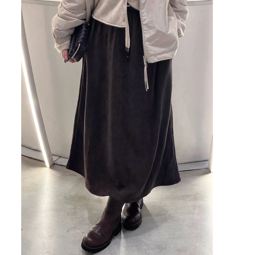 Fen姐|【星稀璀夜】重磅棉混纺时尚抽绳简约松紧腰半身裙167059