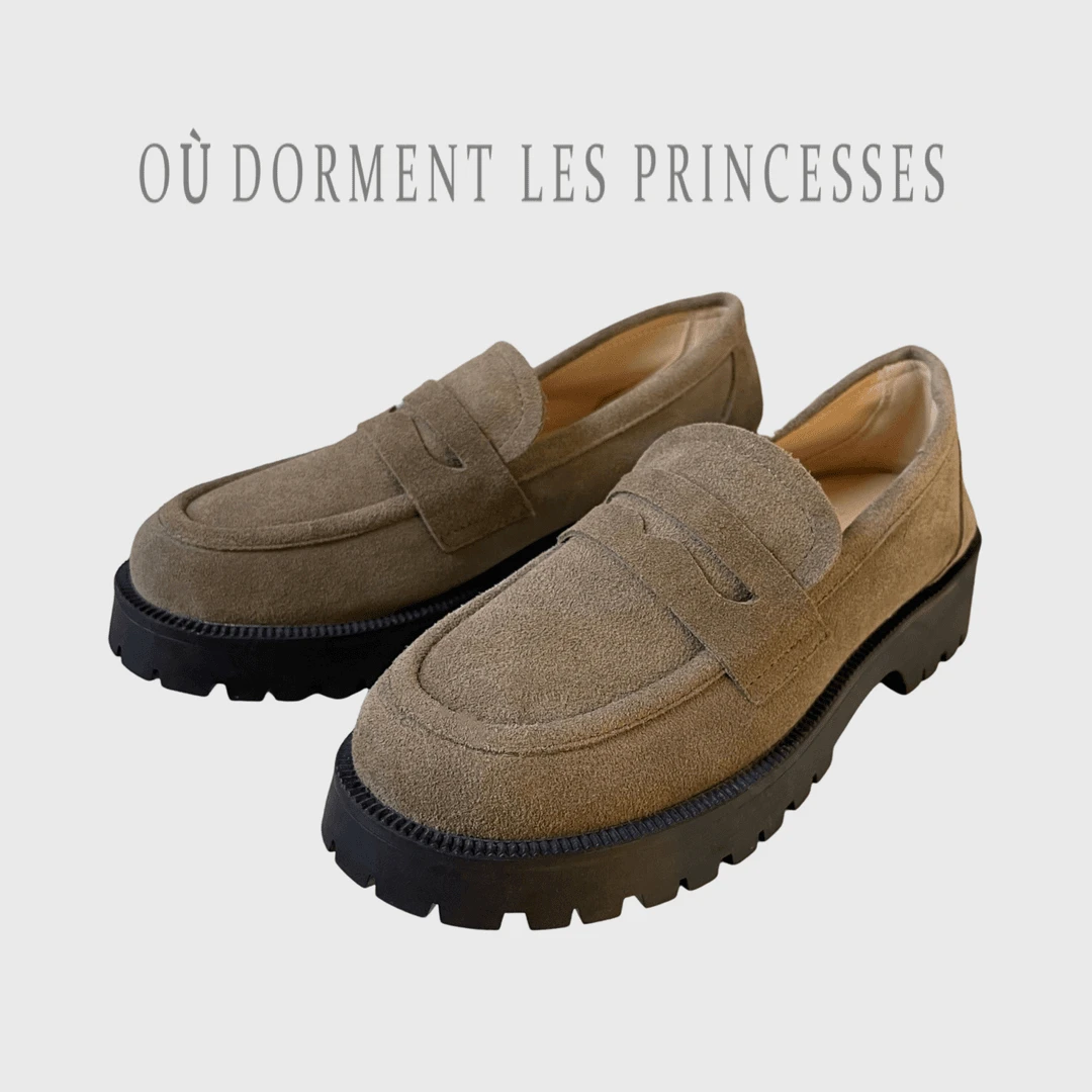 Fen姐【翩跹步调】重工磨砂牛皮时尚英伦厚底乐福鞋24830