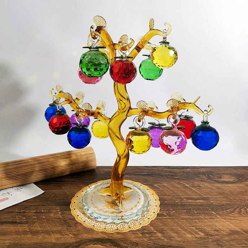 【KNIGHT水晶工坊】琉璃水晶书房客厅办公室十八果苹果装饰高档摆件