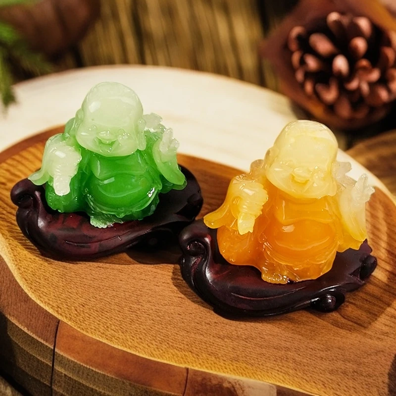 【KNIGHT水晶工坊】水晶琉璃茶几书房茶宠玄关古风装饰弥勒创意摆件