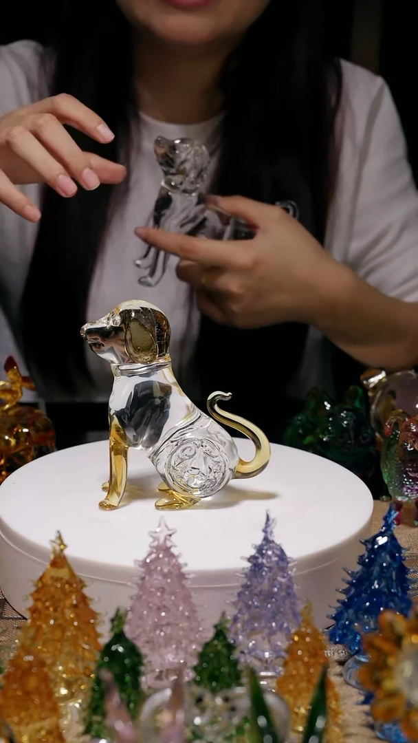 【闪购商品】拉丝金色立狗摆件