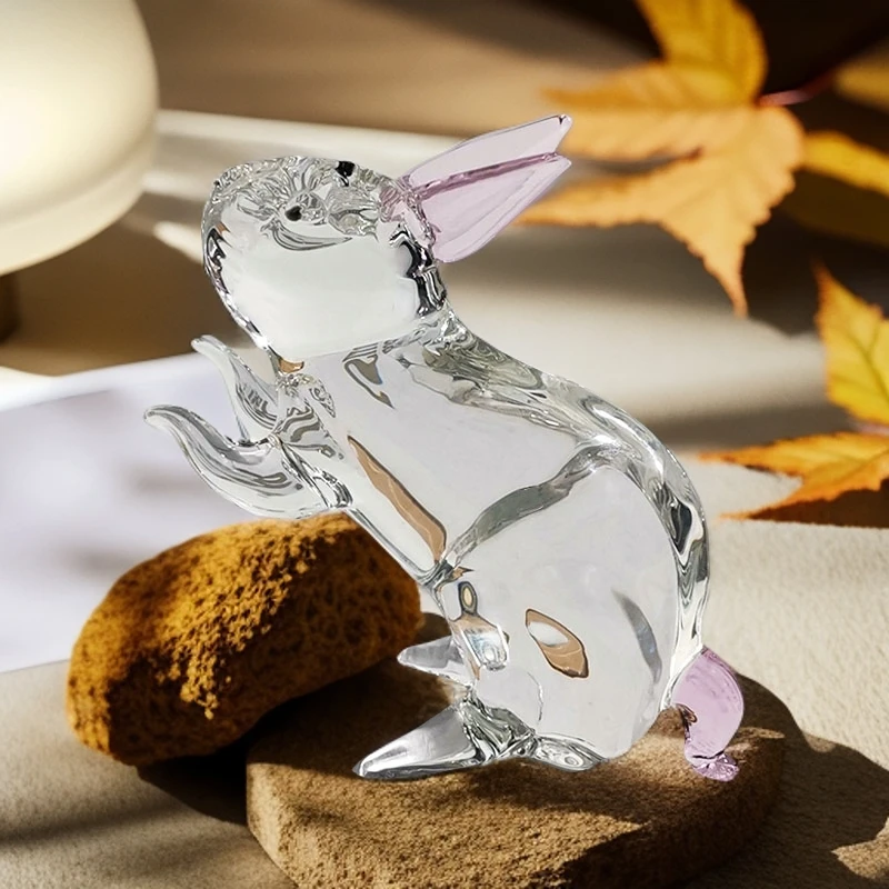【KNIGHT水晶工坊】十二生肖琉璃水晶兔子茶几书房玄关创意潮流摆件
