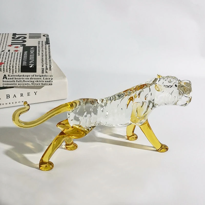 【KNIGHT水晶工坊】十二生肖水晶琉璃虎啸山林玄关酒柜书房装饰摆件