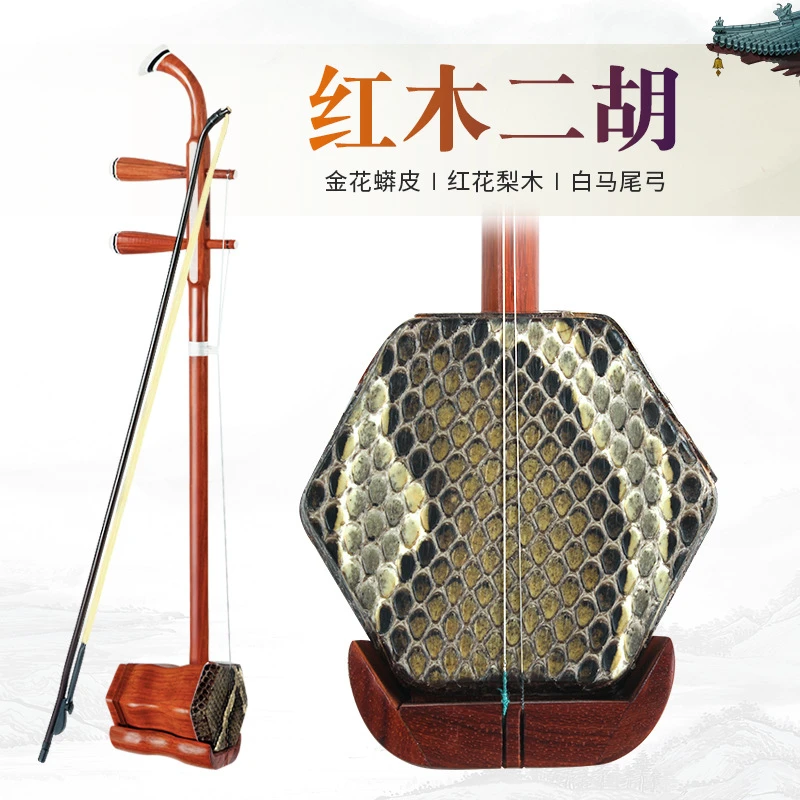 旋律苏州二胡乐器六角红花梨木初学入门儿童胡琴民族乐器红木二胡