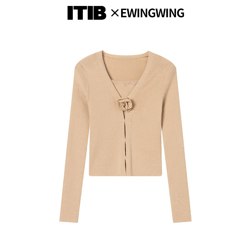 ITIB龙年24K新春Ewingwing设计师款甜美风开衫吊带两件套针织衫女