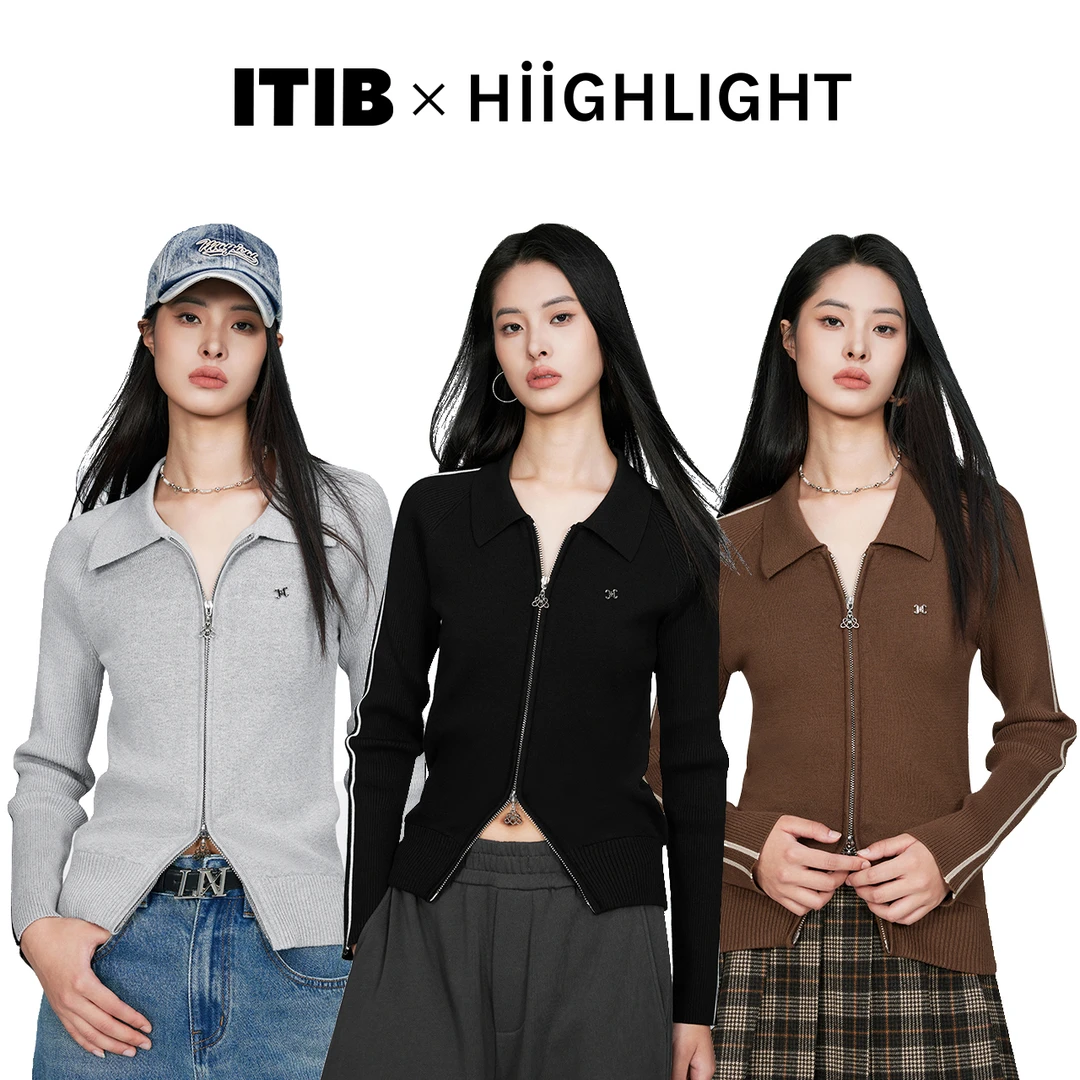 ITIB2024新款×HiiGHLIGHTpolo领竖条纹V领显瘦时尚休闲百搭针织衫