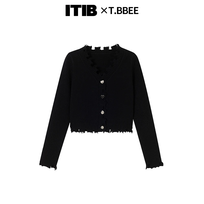 ITIB×T.BBEE设计师款大V领百搭显瘦长袖开衫IA233SZ0013