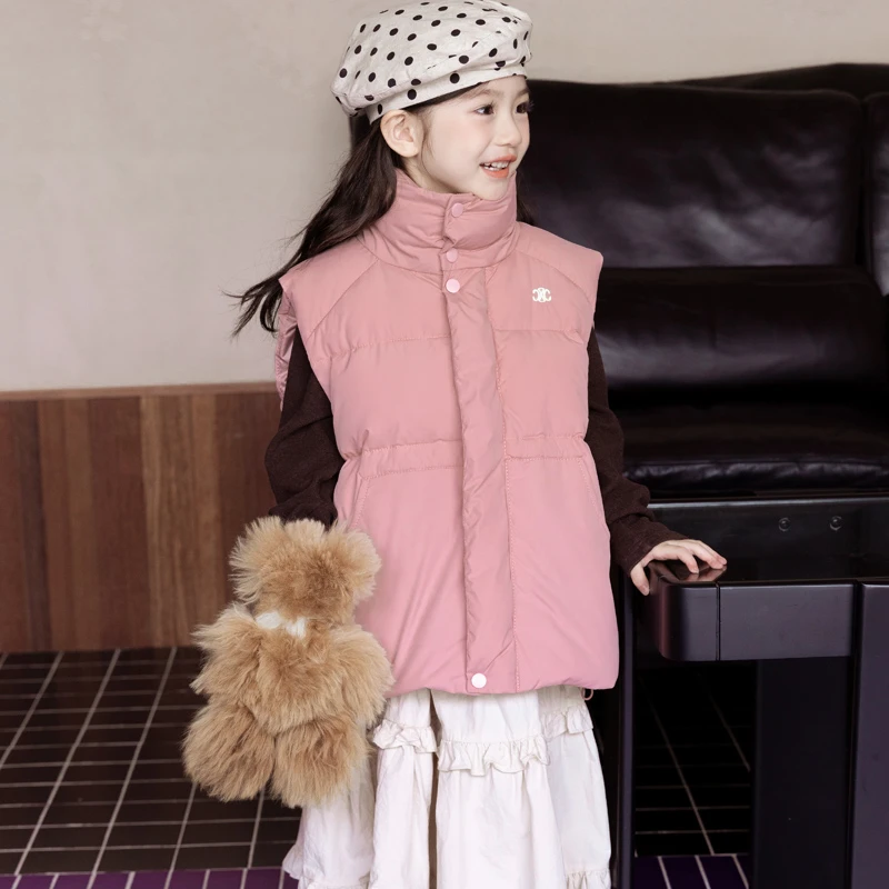 新款2024儿童马甲秋冬男女童加厚立领背心中大童韩版洋气坎肩冬装