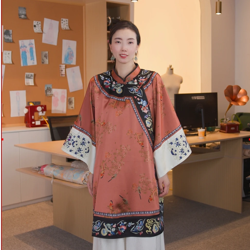 香香子[喜上枝头香云纱太太服]太太服马甲新中式云锦宋锦S0013