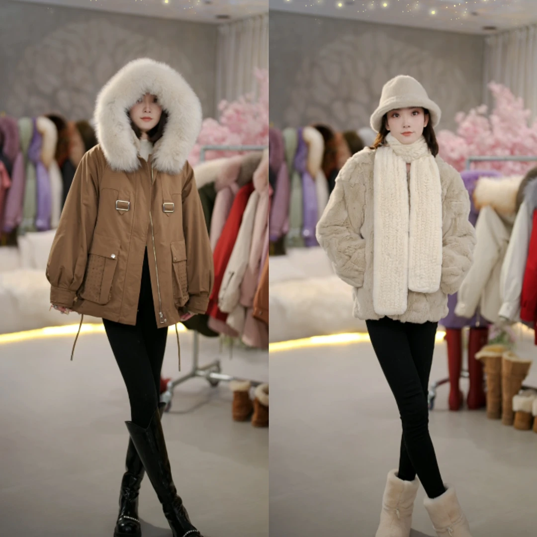 【小糯米獭兔毛+毛袖】一衣三穿皮草派克服1108