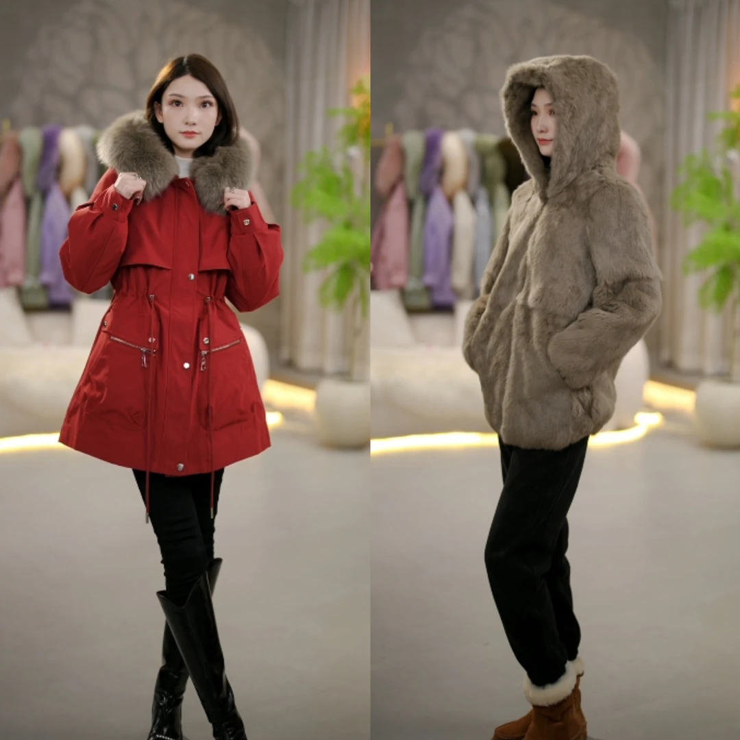 【维多利亚毛袖】一衣3穿 可以拆卸皮草派克服2515