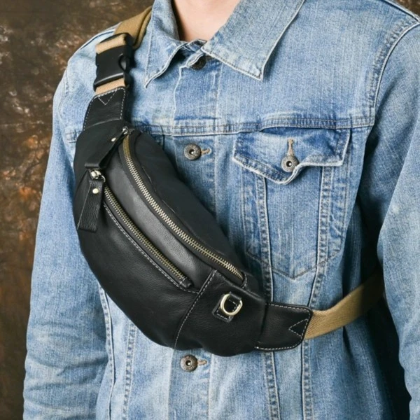 真皮休闲男包多功能男贴身胸包牛皮女腰包软皮百搭单肩斜挎手机包