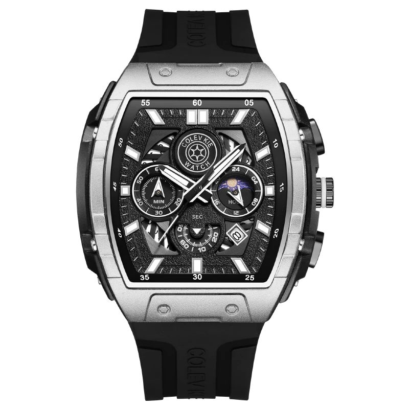 ColevKie银武士酒桶型潮流夜光多功能手表男士新款Colevkie9008-M