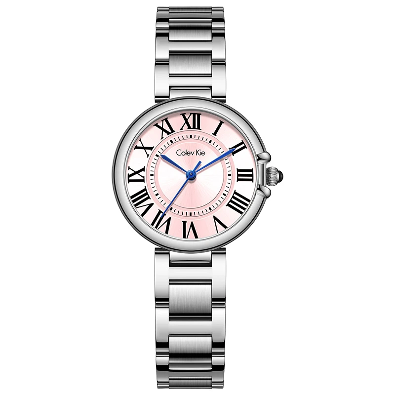 Colevkie粉气球正品手表经典蓝钢指针时尚腕表2025新款女表8033