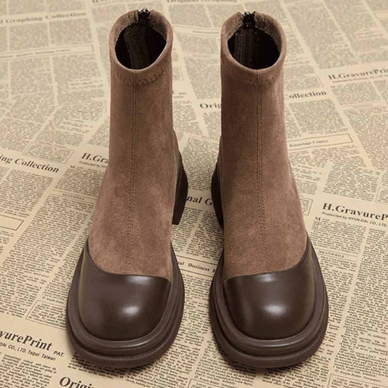 超nice哟~粗跟瘦瘦小短靴2025早春新款超火网红马丁靴女复古厚底