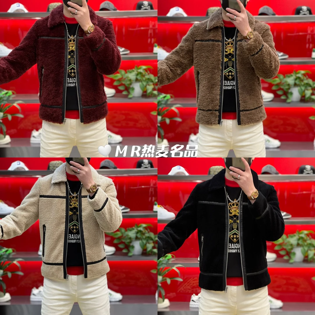 【热麦甄选】冬季羊毛重工拼皮潮流24款 男士修身保暖翻领外套