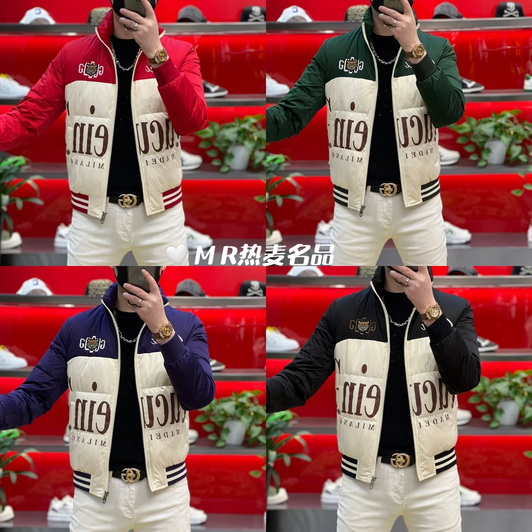 【热麦甄选】冬季拼色羽绒服字母时尚24款 男士修身保暖夹克外套