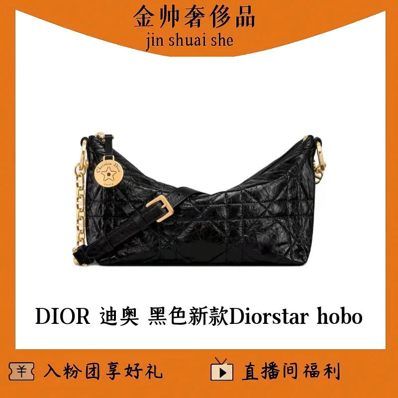 99新 DIOR/迪奥 新款/Diorstar/油蜡皮/hobo/单肩包/B6509