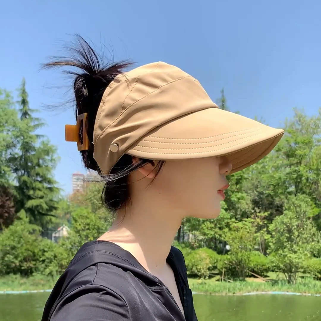 网红百搭时尚遮阳帽可扎马尾防晒帽女夏季帽子薄款透气速干鸭舌帽