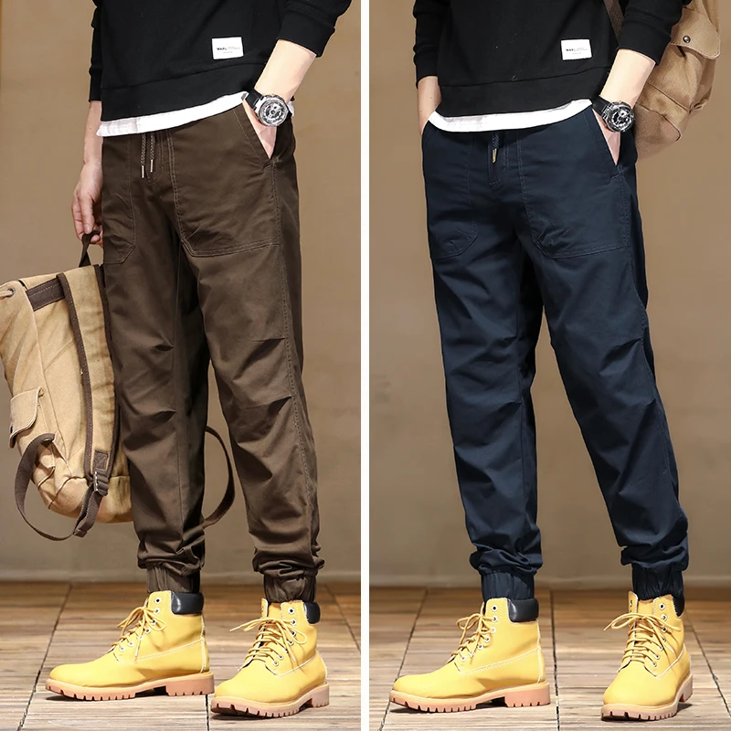 【秋季上新】2399秋季男士薄款休闲裤松紧腰弹力工装裤束脚裤长裤