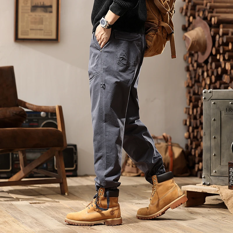 【秋季上新】BL683 男士薄款休闲裤美式松紧腰弹力工装裤直筒裤长裤