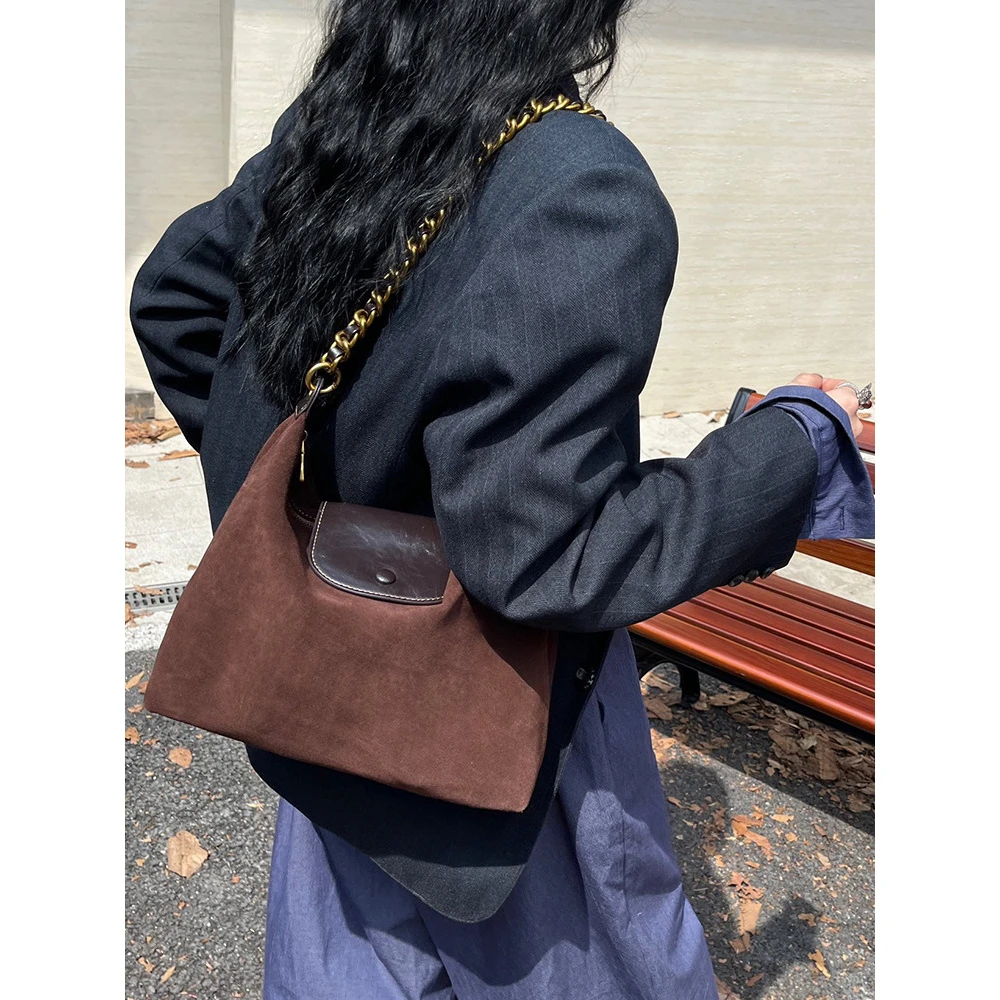 单肩包包女士2024新款磨砂真皮女包托特包斜挎包休闲大容量百搭包