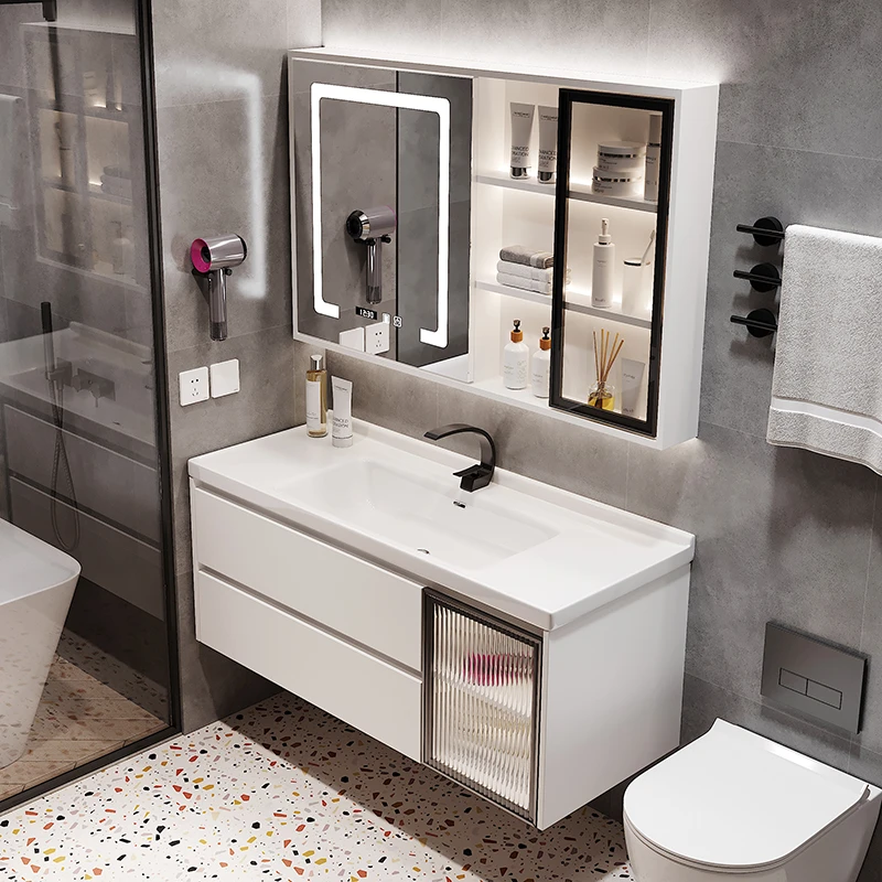 【陶瓷一体盆】实木浴室柜组合陶瓷一体盆卫生间洗手洗脸盆洗漱台