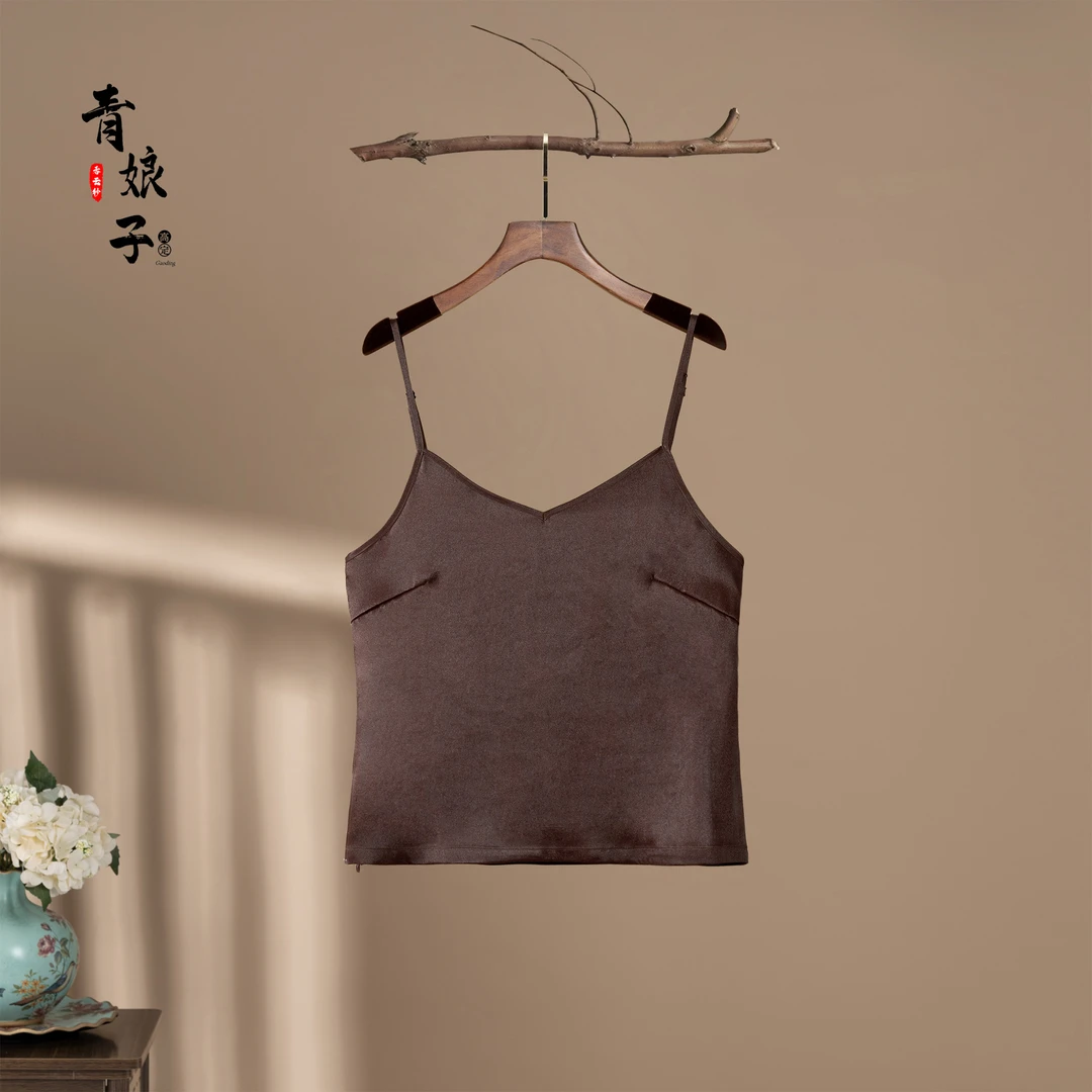 香云纱双面缎（肩带可调）春夏时尚气质打底简约百搭女士吊带50219