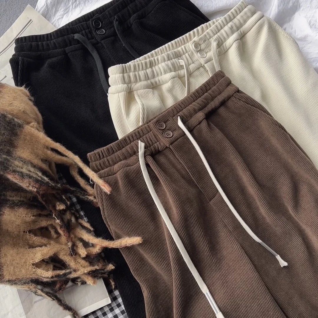 【冬季加绒】胖mm显瘦高腰小开衩休闲阔腿裤长女裤大码女装171-YK2