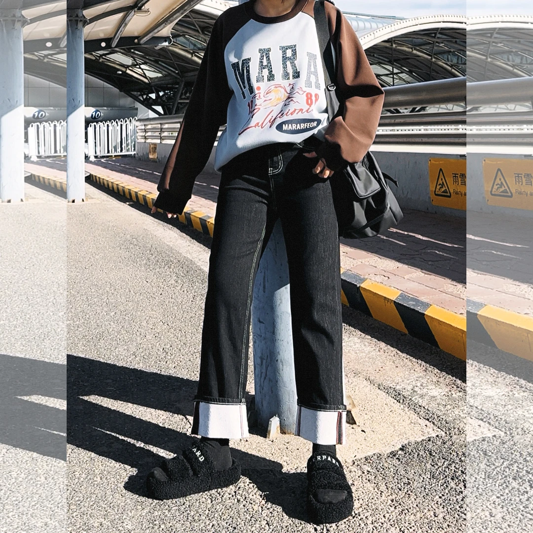 冬季新款胖mm显瘦宽松加薄绒挽边烟管裤200斤加大码女装_5285_YK2