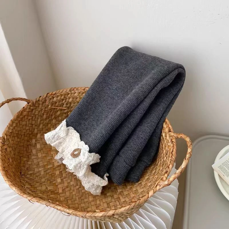 【艺小朵】儿童秋冬加绒打底裤洋气时尚女童花边奥利绒一体绒裤子