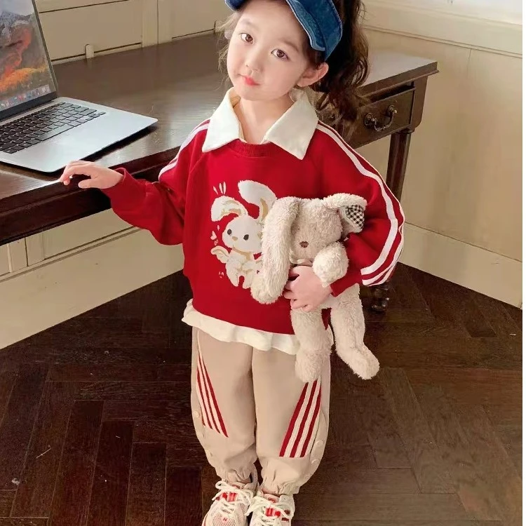 【艺小朵】儿童秋装洋气上衣裤子两件套男女宝宝网红春秋运动套装