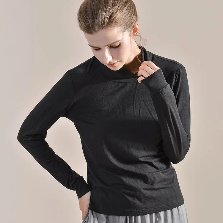 昊达自女士保暖上衣春秋内搭堆堆领高领舒适长袖百搭T恤HD5852