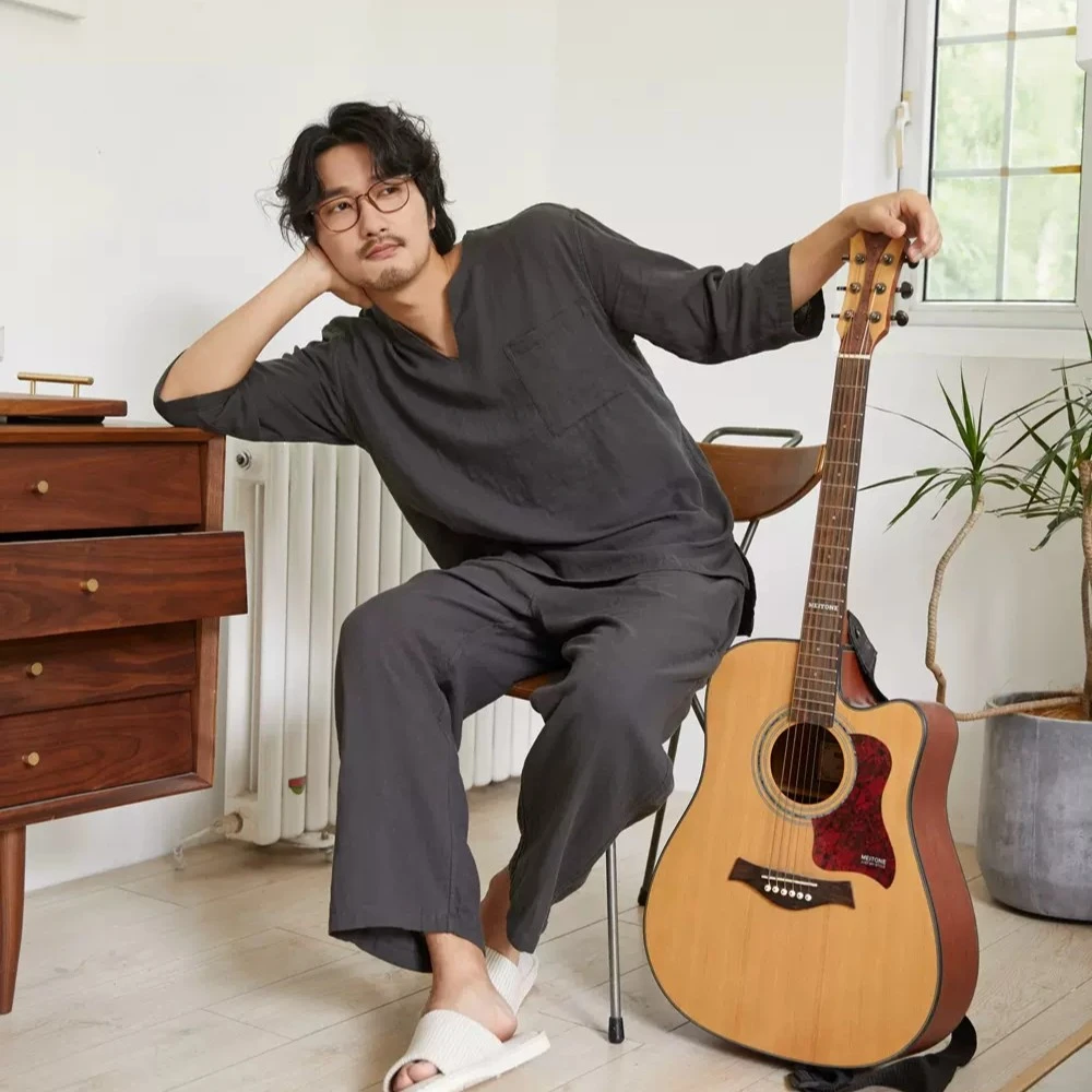 昊达双层纱V领男款家居服套装HD5317/HD5318