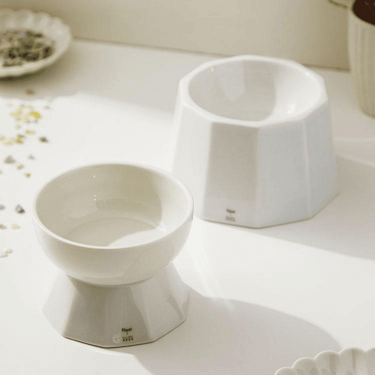 CenttiHome 韩国进口MUJAGI宠物用具 陶瓷 饮水碗 高脚碗 猫粮碗