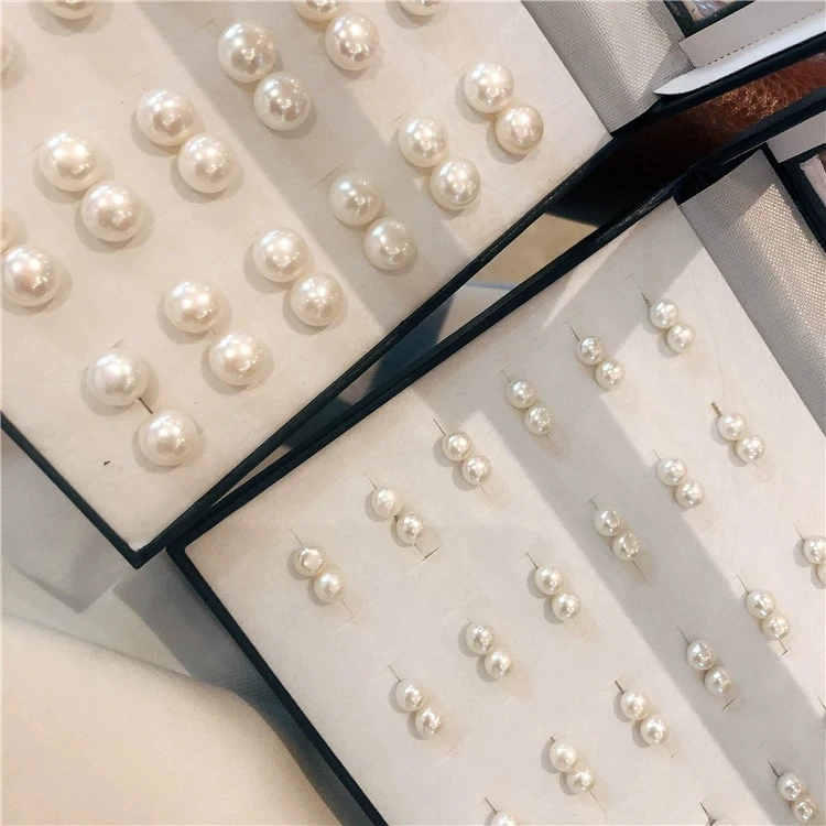 合金耳饰 耳钉s925银针，10-11m日常简约白搭风气质白色百搭韩版