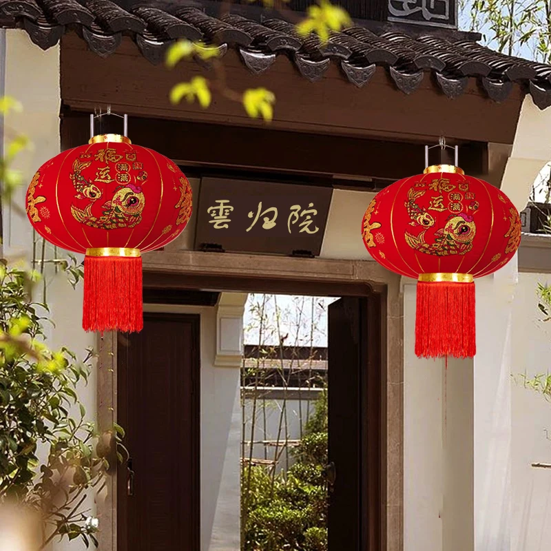 福利【洒金福运满满】新款植绒大红灯笼恭喜发财灯笼春节节庆挂饰