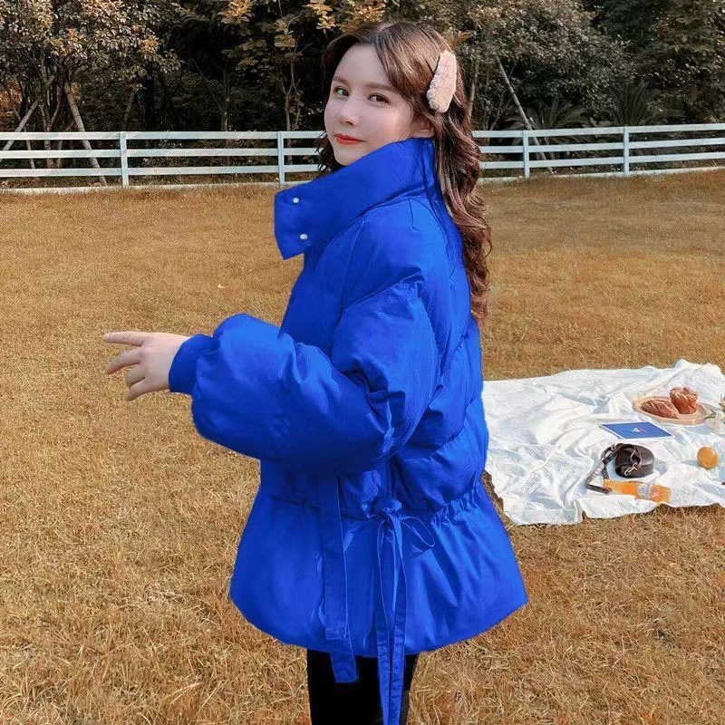 韩版小个子2025年新款休闲百搭宽松保暖时尚立领纯色面包服冬季