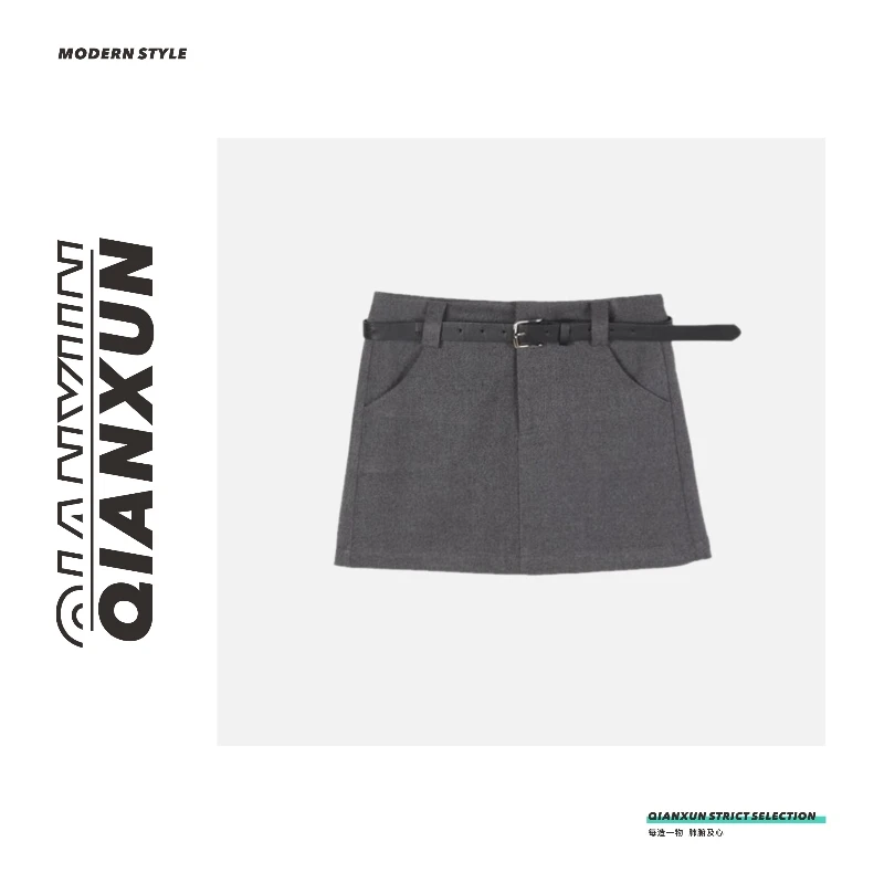 欣儿优选●【怦然心动】短裙FFQ3DQ0058气质灰色时尚