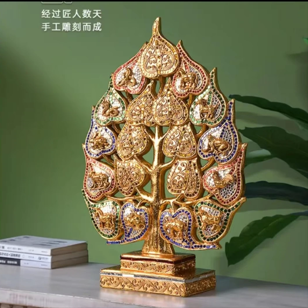 班塔外菩提叶摆件东南亚琉璃菩提摆件办公室装饰复古怀旧摆件客厅
