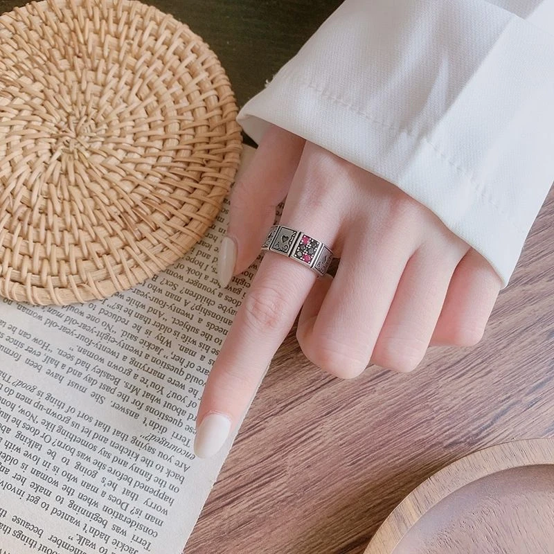 铜合金戒指 复古百搭个性（扑克牌）设计时尚潮流开口指环