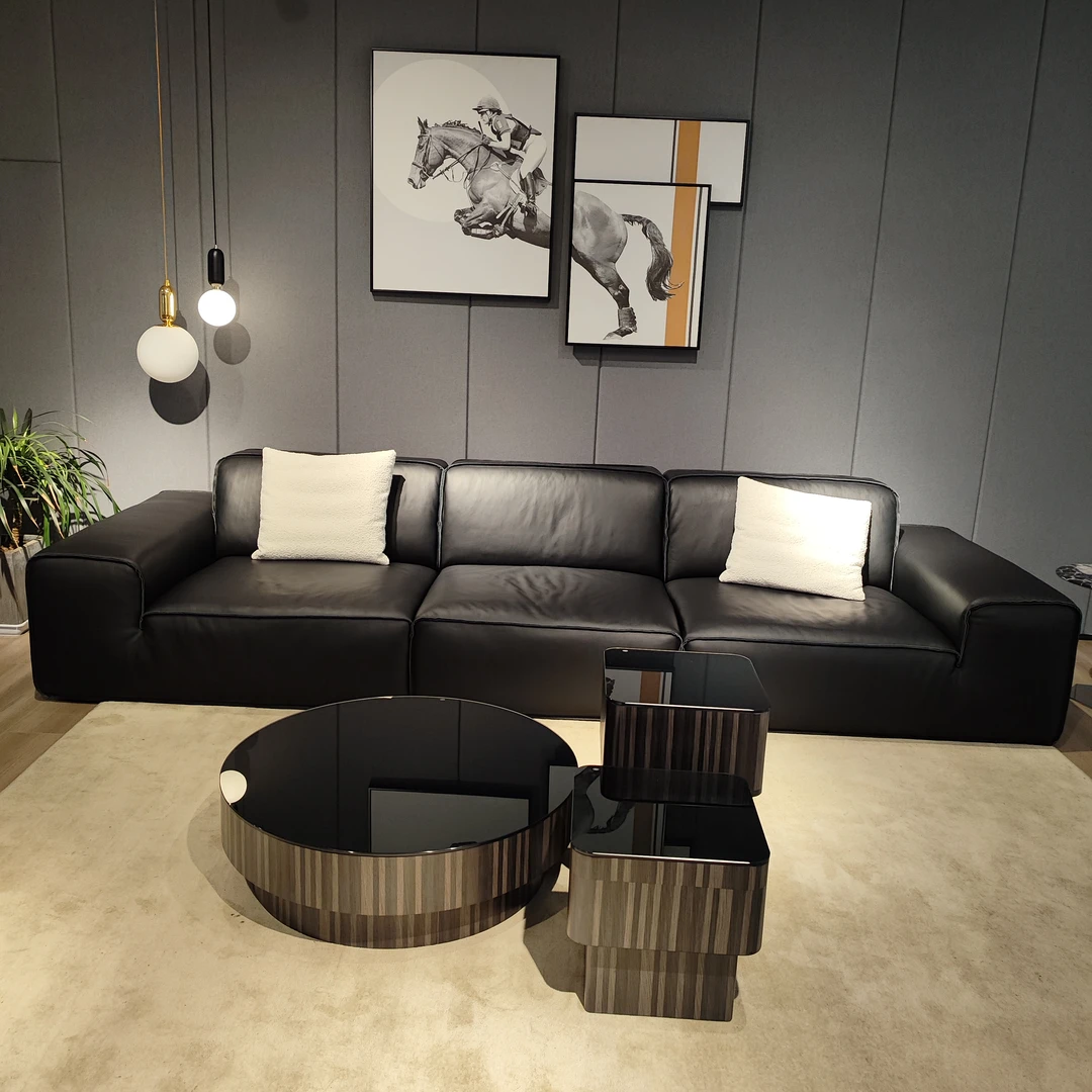 【东明家居】欧斯瑞格全皮大黑牛沙发