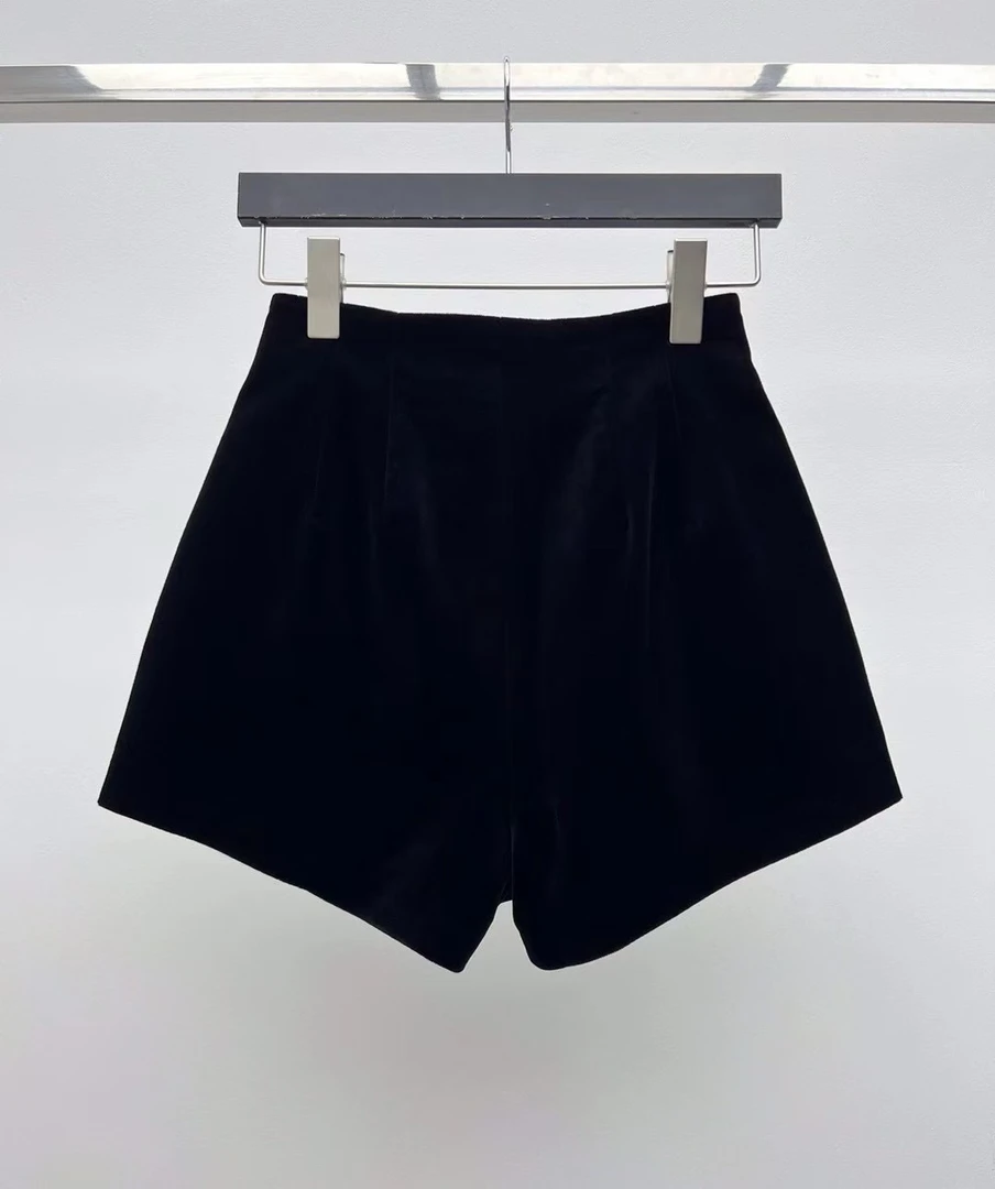 MEIZI【丝绒短裤】真正罗兰版型美子送腰带高腰秋冬丝绒短裤子