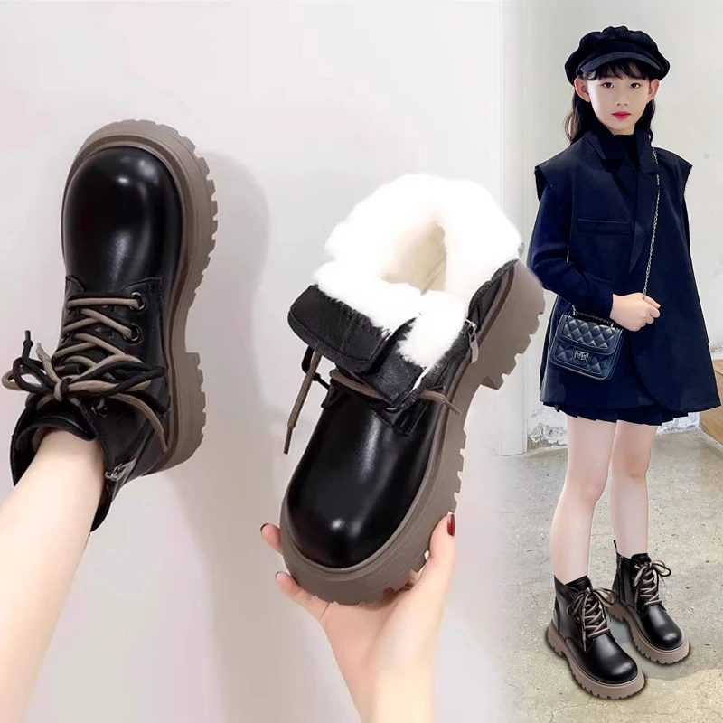 女童靴子2025秋冬新款儿童马丁靴小女孩公主单靴中大童加绒短棉靴