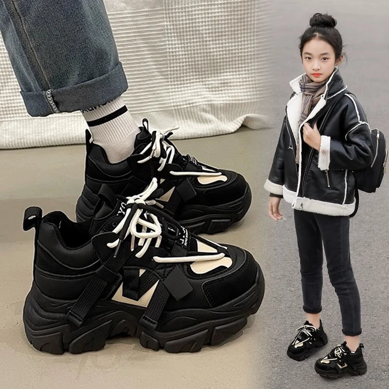 女童运动鞋2025秋冬新款休闲儿童鞋子中大童女孩老爹鞋学生跑步鞋